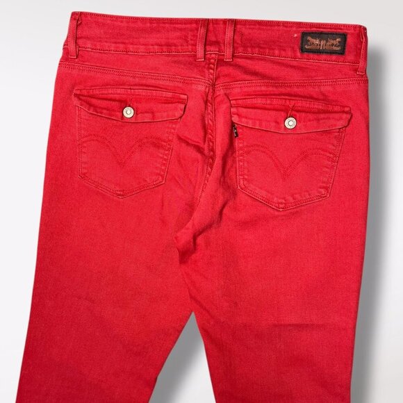 Levi’s Red Mid Rise Skinny Jeans Stretch Approx. Size 8 - Picture 7 of 11